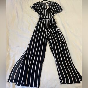 Dark Navy and White Striped Jumpsuit